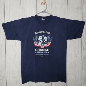 Barak Obama Joe Biden Campaign Shirt 2008 Bayside Made In USA Unisex Size L